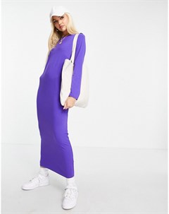 Фиолетовое платье футболка макси с длинными рукавами Asos design