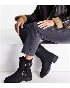 Черные походные ботинки для широкой стопы без застежки с подкладкой из овчины Amber Asos design