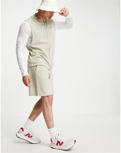 Свободные шорты цвета пыльный хаки из вафельного трикотажа с карманами карго от комплекта Asos design