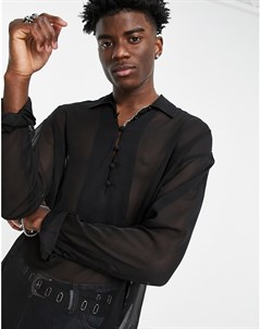 Прозрачная oversized рубашка черного цвета с объемными рукавами Asos design