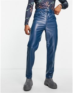 Голубые джинсы в винтажном стиле из искусственной кожи Asos design