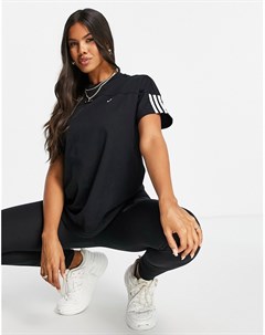 Черная футболка свободного кроя с тремя полосками Adidas originals