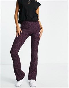 Темно бордовые расклешенные брюки из трикотажа секционной окраски в рубчик от комплекта Asos design