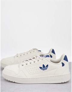 Светлые кроссовки с синей фирменной символикой NY 90 Adidas originals