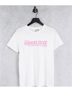 Белая футболка свободного кроя с принтом Have a good day Petite Asos design