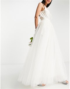 Свадебная пышная юбка макси из тюля цвета слоновой кости от комплекта Bridal Lace & beads