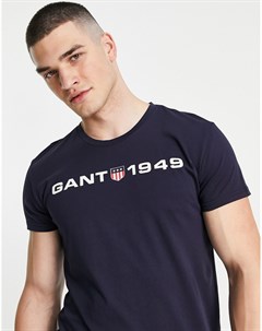 Темно синяя футболка для дома с логотипом на груди Gant