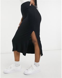 Черная юбка комбинация миди с разрезом Asos design