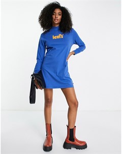 Голубое трикотажное платье с высоким воротником и логотипом Levi's®