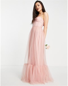 Платье розового цвета с корсетом и тюлевой юбкой Bridesmaid Lace & beads