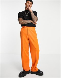 Ярко оранжевые строгие брюки с широкими штанинами Asos design