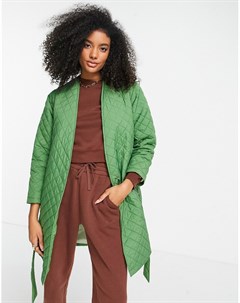 Зеленое стеганое пальто без воротника Helene berman