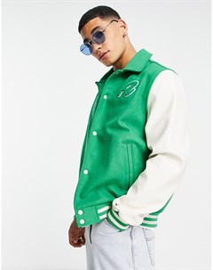Зеленая университетская куртка с вышивкой Asos design