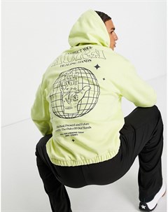 Oversized худи пастельного желтого цвета с мистическим принтом на спине Asos design