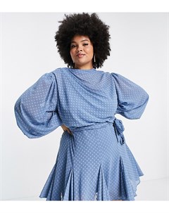 Платье мини со складками высокой горловиной и юбкой годе ASOS DESIGN Curve Asos curve