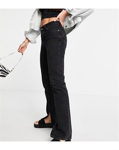 Выбеленные черные джинсы прямого кроя с классической талией и разрезом по нижнему краю из смесового  Asos tall