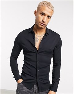 Черная обтягивающая рубашка из вискозы Asos design