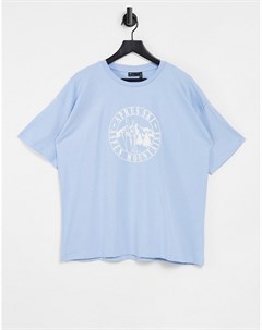 Голубая выбеленная oversized футболка с принтом Apres Ski Asos design