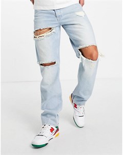 Прямые джинсы выбеленного оттенка в стиле 90 х с рваной отделкой Asos design