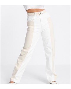 Винтажные джинсы мужского фасона в стиле 90 х с дизайном колор блок цвета экрю и песочного цвета Ins Reclaimed vintage