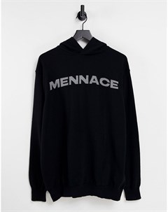 Черный вязаный худи с логотипом от комплекта Mennace