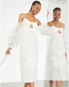 Свадебное платье с эффектными рукавами вышивкой и перекрученным дизайном Willow Asos edition