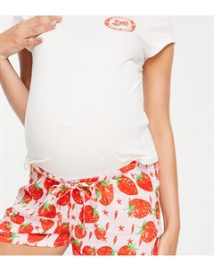 Розовые пижамные шорты из модала с принтом молний и клубники ASOS DESIGN Maternity Выбирай и Комбини Asos maternity