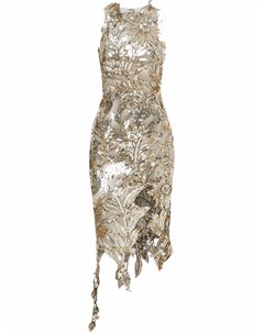 Полупрозрачное платье с пайетками Oscar de la renta