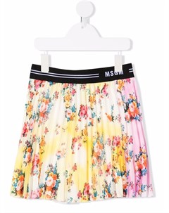 Плиссированная юбка с цветочным принтом Msgm kids