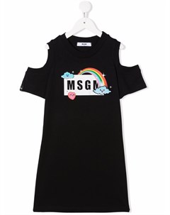 Платье футболка с открытыми плечами и принтом Msgm kids