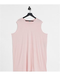 Розовое платье футболка без рукавов Noisy may curve