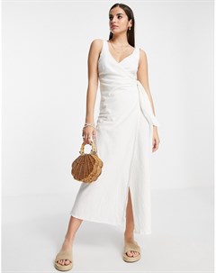 Белое платье макси с запахом из ткани на основе льна Asos design