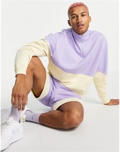 Oversized свитшот с короткой молнией в стиле колор блок Asos design