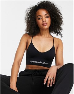 Черный укороченный топ бюстгальтер в спортивном стиле Reebok