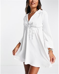 Белое пляжное платье с объемными рукавами New girl order