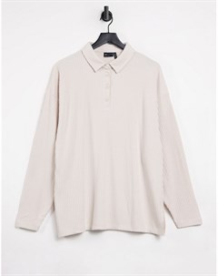 Рубашка поло в стиле oversized в рубчик серого цвета с пуговицами Asos design