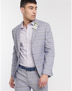 Супероблегающий пиджак из ткани с добавлением льна в клетку wedding Asos design
