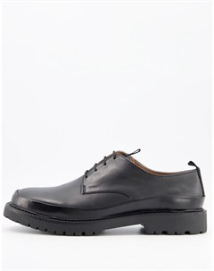 Черные кожаные туфли на шнуровке с дакоративным швом Thetford H by hudson