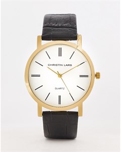 Золотистые мужские часы с классическим дизайном и черным сетчатым ремешком Christin lars