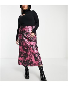 Атласная юбка макси розового и черного цветов с принтом тай дай Plus Collusion
