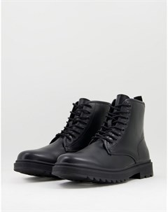 Черные строгие ботинки на шнуровке New look