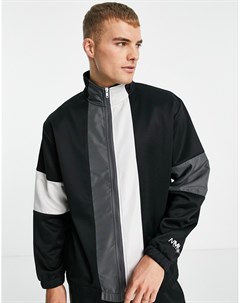 Черная спортивная куртка в стиле колор блок от комплекта Topman