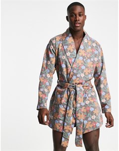 Тканевый халат с цветочным принтом от комплекта Asos design