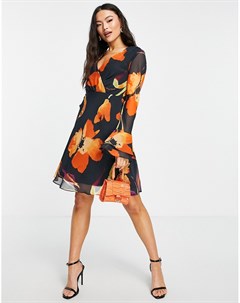 Платье мини на запахе с крупным абстрактным цветочным принтом Asos design