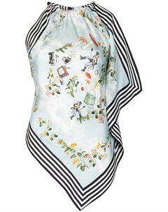 Шелковая блузка асимметричного кроя с графичным принтом Monse