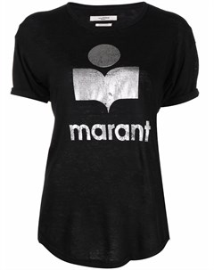 Льняная футболка с логотипом Isabel marant etoile