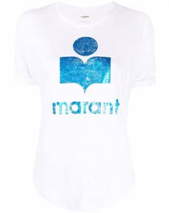 Льняная футболка с логотипом Isabel marant etoile