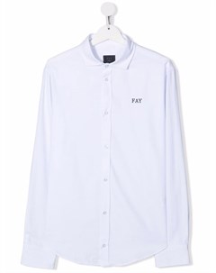 Рубашка с длинными рукавами и вышитым логотипом Fay kids