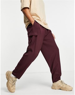 Бордовые элегантные брюки с широкими штанинами в утилитарном стиле Asos design