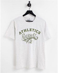 Серая футболка с логотипом Russell athletic